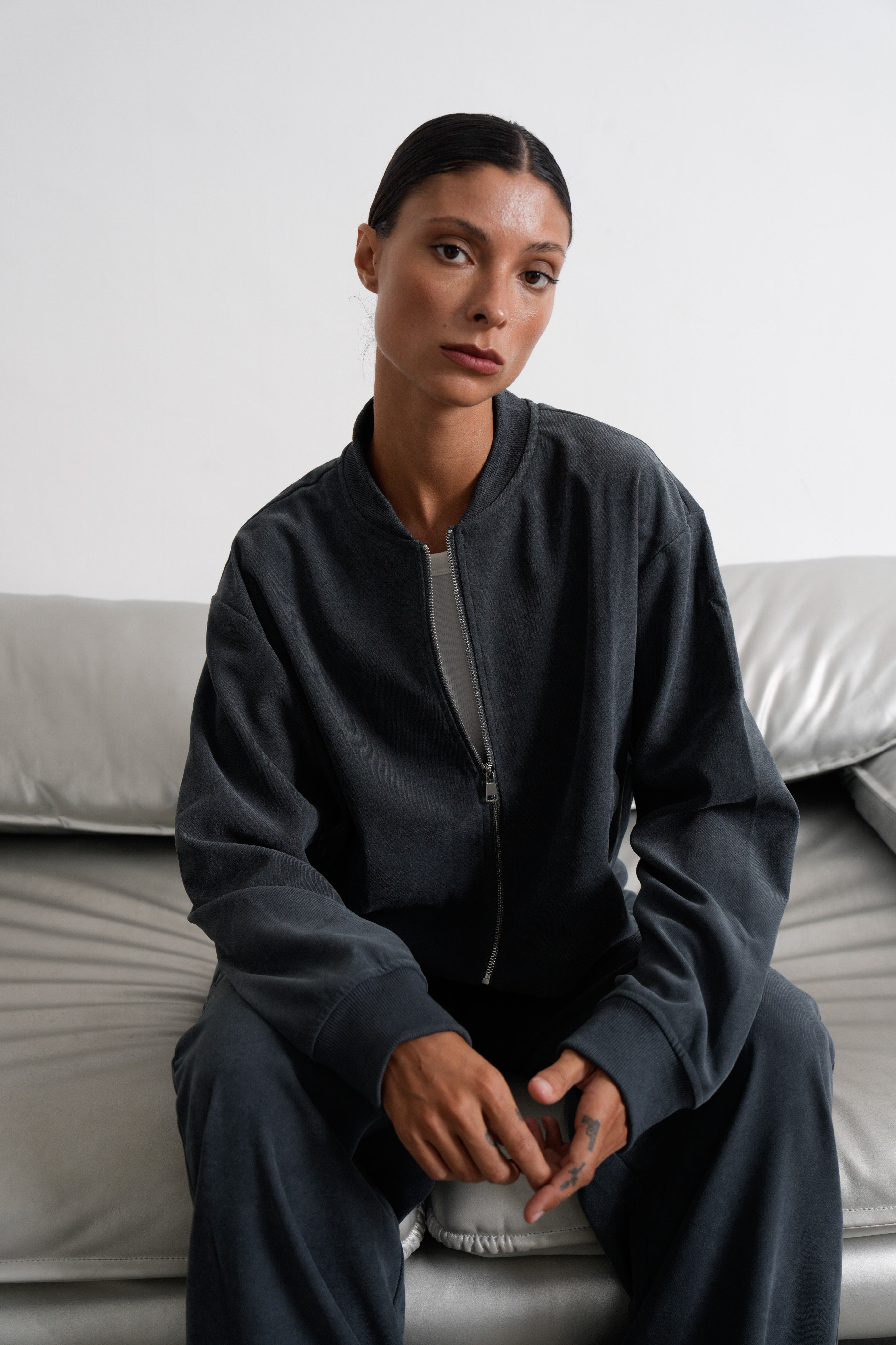 Weiche Suede Tall Bomberjacke